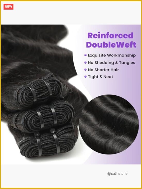 Body Wave Human Hair Bundles 14-20 Inch 4 Bundles Double Weft Quick Weave main image 4